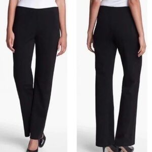 Eileen Fisher Black Ponte Straight Leg Mid Rise System Pants
